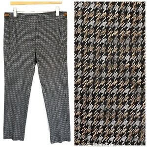 Luisa Cerano Houndstooth Stretch Dress Pants Ribbed Waistband